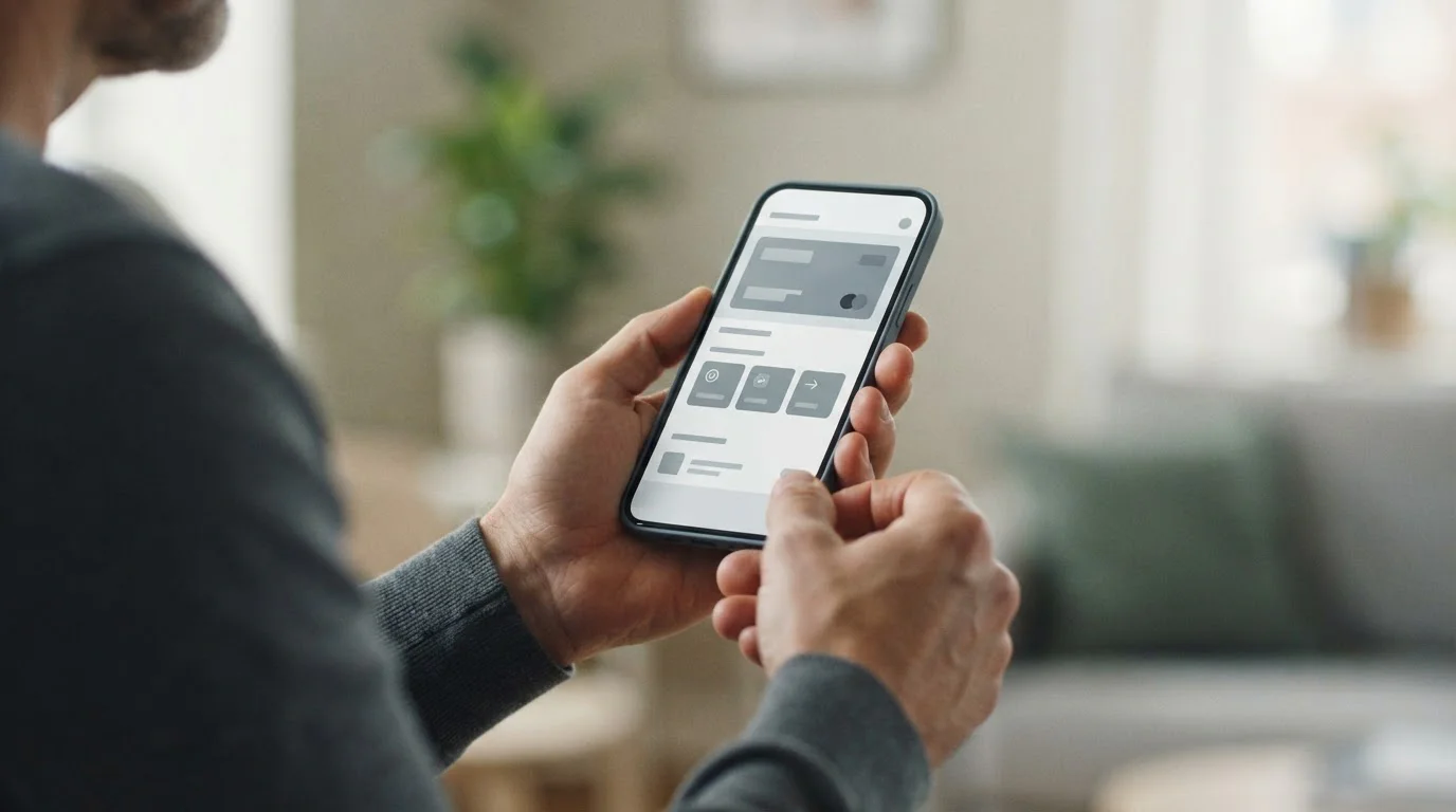 Smartphone mit Online-Banking-Interface für Sofortüberweisung als Lastschrift-Alternative