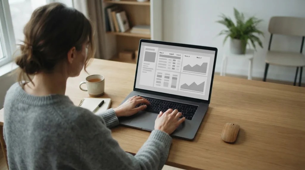 Person arbeitet am Laptop und vergleicht verschiedene Wettanbieter-Optionen