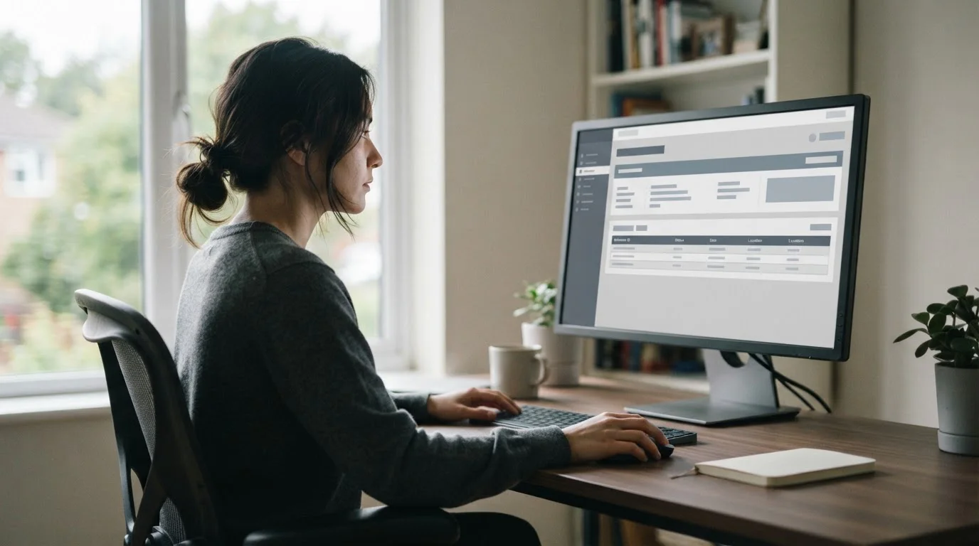 Person überprüft die GGL-Whitelist auf einem Computerbildschirm