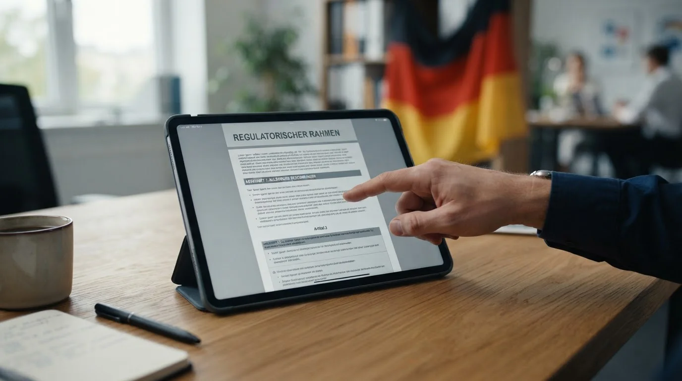 Dokument mit Informationen zum deutschen OASIS-Sperrsystem auf einem Tablet
