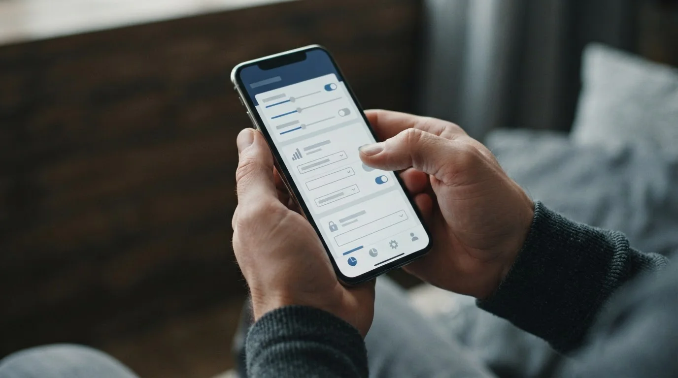 Smartphone mit Einstellungen für Einzahlungslimits und Budgetkontrolle