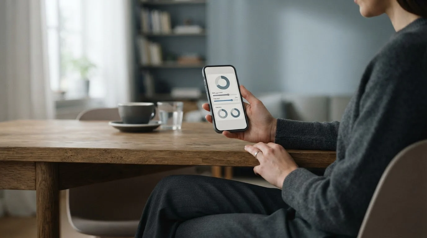 Person setzt Limits auf mobiler App für verantwortungsvolles Spielverhalten
