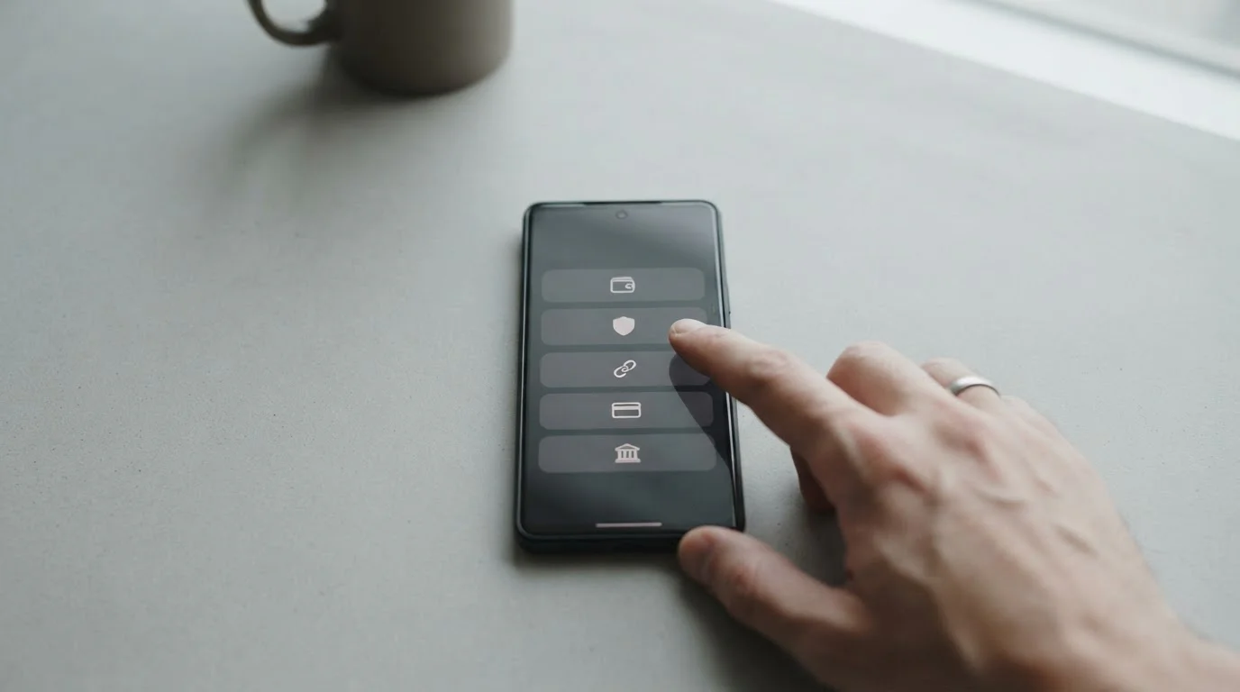 Smartphone zeigt Auswahl verschiedener digitaler Zahlungsmethoden