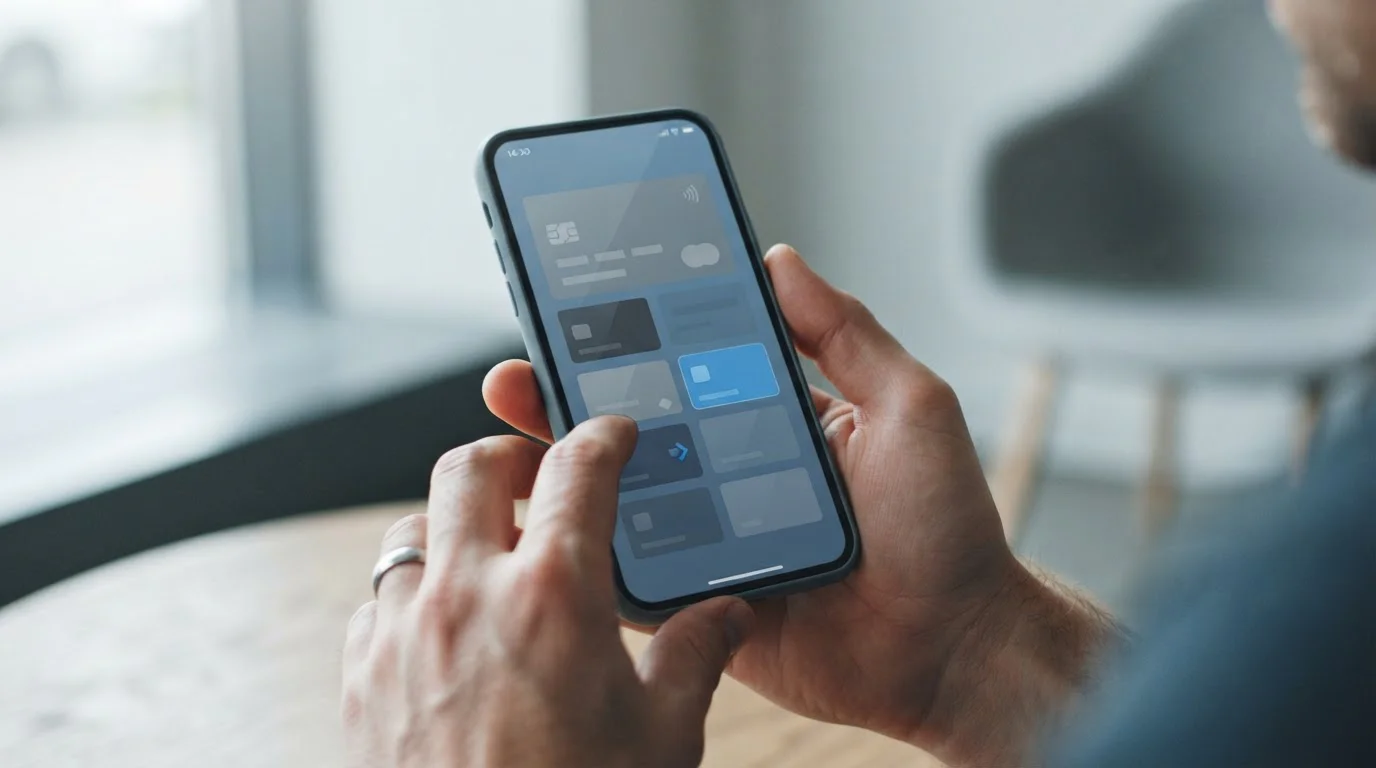 Digitale Zahlungsoptionen auf einem Smartphone-Bildschirm